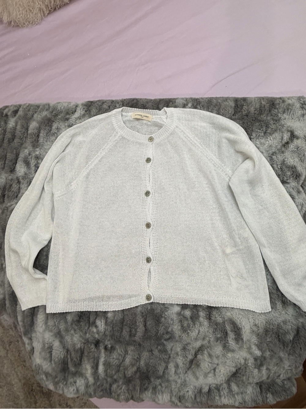 Alexandre Laurent Light Gray Button-Front Women's Sweater Cardigan